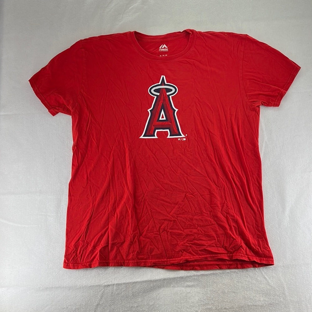 Majestic Short Sleeve Shirt MLB Anaheim Angels Red Mens Size XL